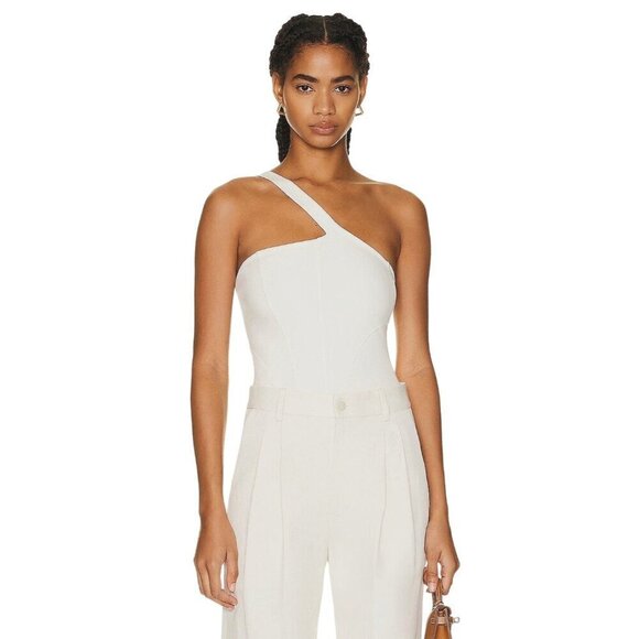 LE ORE One Shoulder Bodysuit in Canvas XSmall New Womens One Shoulder Tank Top - Picture 2 of 9